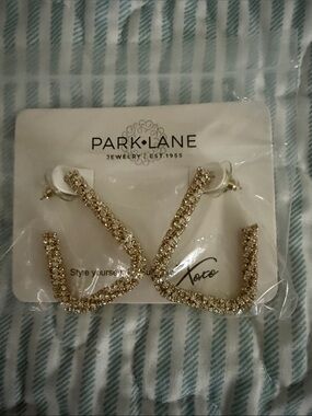 Park Lane Gold Pavé Square Hoop Earrings